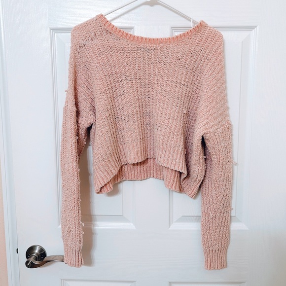Forever 21 Blush Pink Cropped Knit Sweater - Picture 1 of 7
